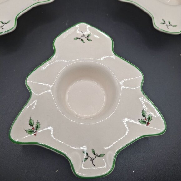 Spode Christmas Tree  Votive Candle Holders Set Of 3 NOS - Picture 2 of 10